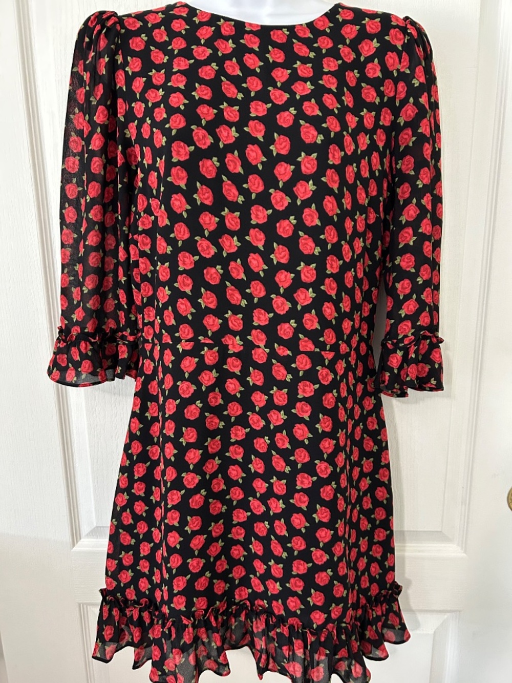 Dress Reformation Anthro Red Roses Ruffles Romantic